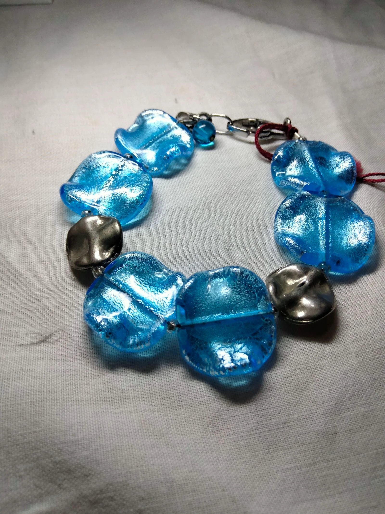 Preciosa pulsera cristal Murano y rodio.
